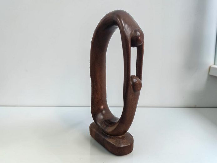 Abstract Mid-Century African Shona Style Wooden Family Sculpture