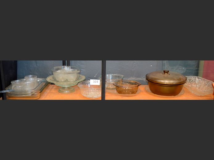 GLASS OVEN DISHES, CASSEROLE WITH LID, BOWL, etc