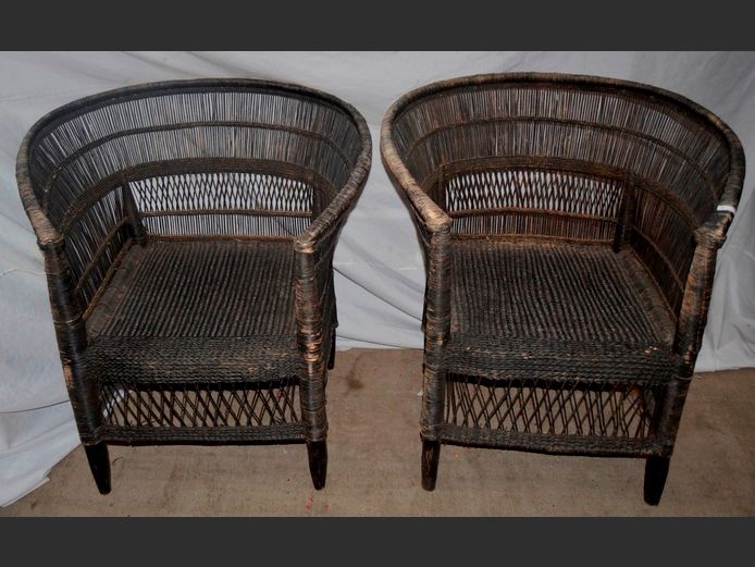 PAIR MALAWIAN WOVEN TUB CHAIRS