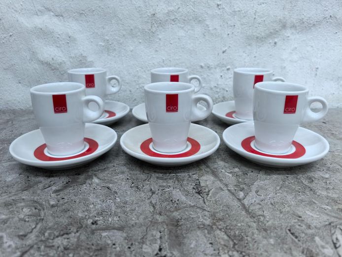 Ciro Mayfair Vitrified Hotelware Espresso Cups & Saucers - Set of 6