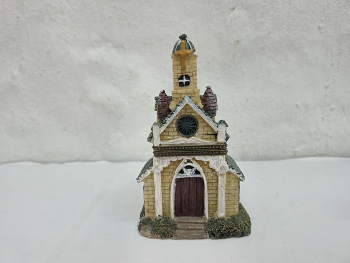Vintage Miniature Church Chapel Hinged Trinket Box