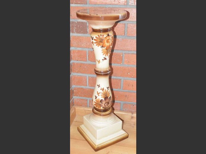 PORCELAIN FLORAL DECORATED PLANT STAND, 25cm Diameter x 76cm High