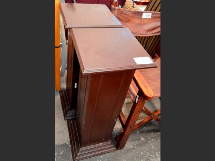 PAIR BROWN PAINTED PLANT STANDS, 30 x 30 x 78cm