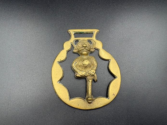 Vintage Brass Horse Harness Medallion – Mythological Pixie / Goblin Design