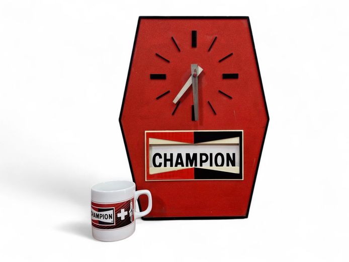 1970's Champion Spark Plugs Wall Clock & Mug