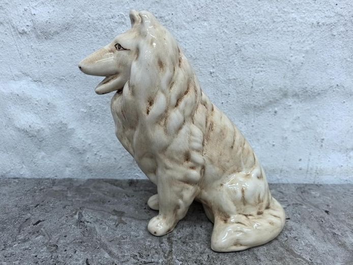 1970's Glazed Porcelain Collie Dog Statue