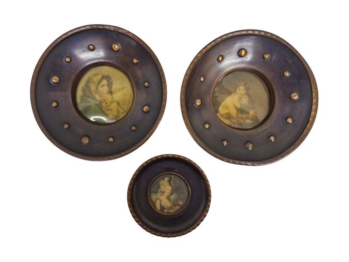 Trio of Vintage European Classical Miniature Portrait Wall Plaques