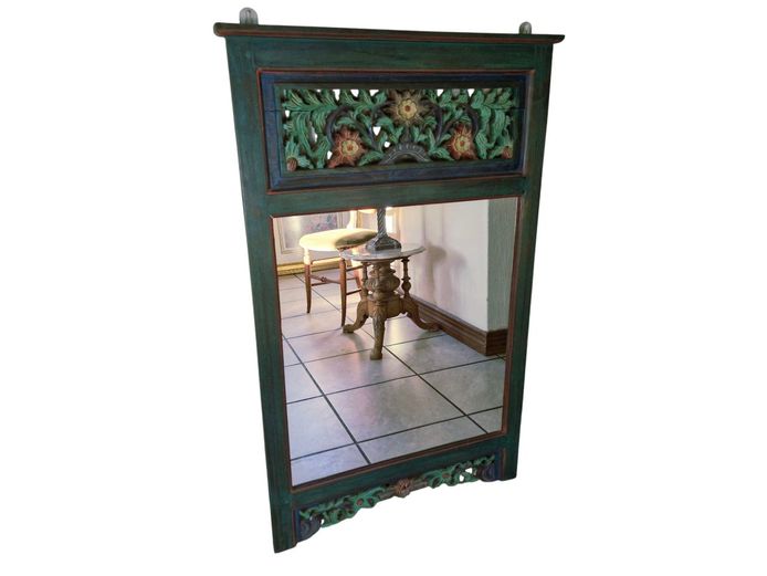 Balinese Hand Carved Mango Wood Mirror Panel
