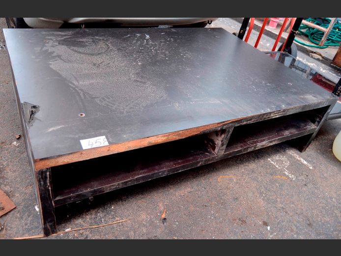 BLACK PAINTED SUPAWOOD COFFEE TABLE, 130 x 90 x 34cm [Water damaged]