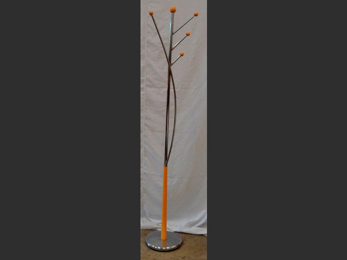 BEECHWOOD & CHROME COAT & HAT STAND, 177cm High