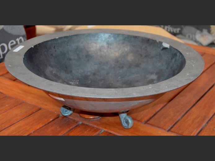 ALUMINIUM CAROL BOYES STYLE FRUIT BOWL, 47cm Diameter x 15.5cm High