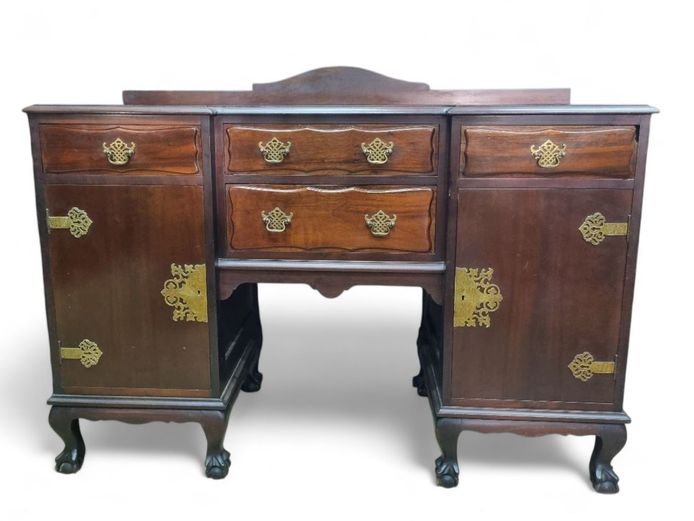 Antique Ball & Claw Sideboard with Brass Hardware