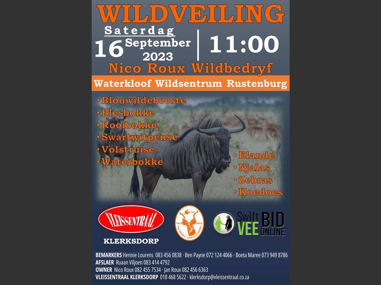 NICO ROUX WILDVEILING | SwiftVEE | South Africa’s Leading Online ...