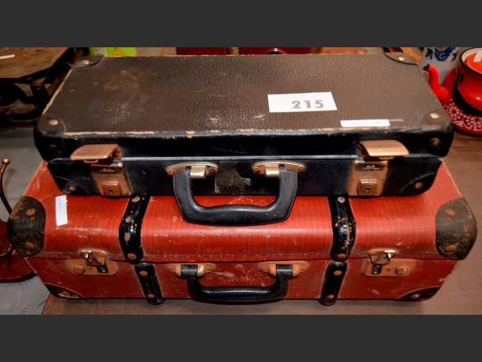 VINTAGE: BUGLE CASE & SUITCASE, 51 x 26 x 17cm & 42 x 16 x 9cm