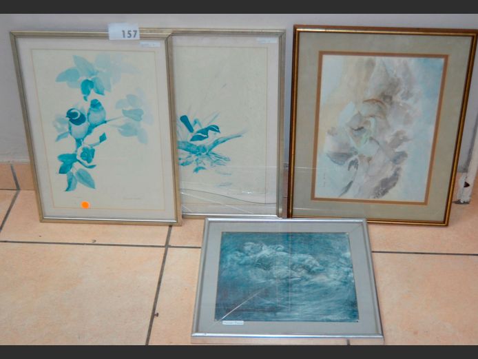 FRAMED BIRD PRINTS, ABSTRACT WATERCOLOUR, etc