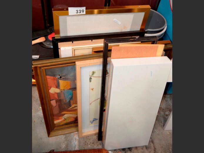 WHITE FLOATING SHELVES, FRAMED PRINTS, PHOTO FRAMES, etc