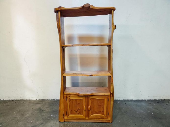 Solid Knysna Yellowwood Live-Edge Bookcase & Cabinet