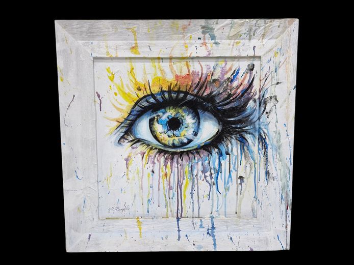 J.R. Margolis Original Mixed Media "Vivid Vision" Eye Study