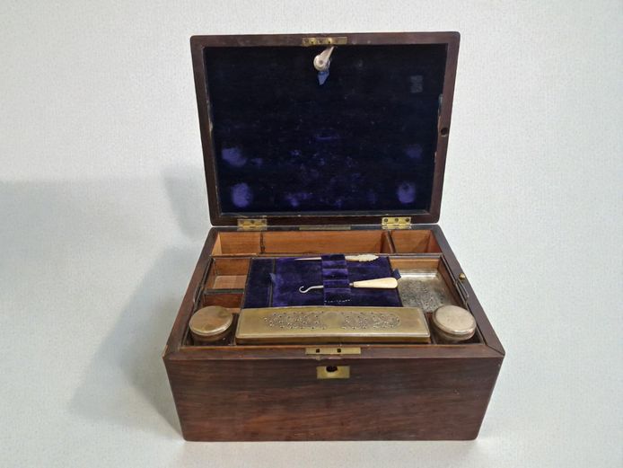 Victorian Mahogany & Silver-Plate Dressing Case by Fisher, 188 Strand