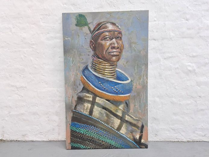Original Phillip Steyn Impasto Oil on Canvas – Vibrant African Cultural Portrait
