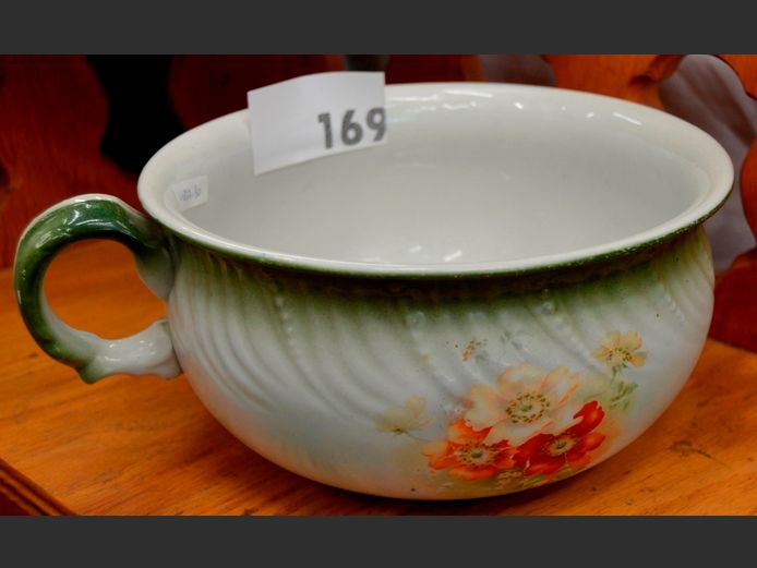 ANTIQUE ENAMEL CHAMBER POT