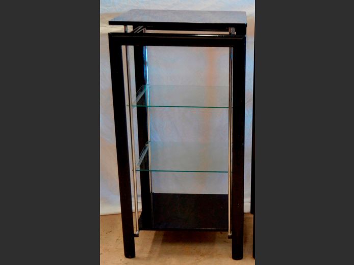 CHROME & GLASS 3-TIER DISPLAY STAND, 60 x 53 x 119cm
