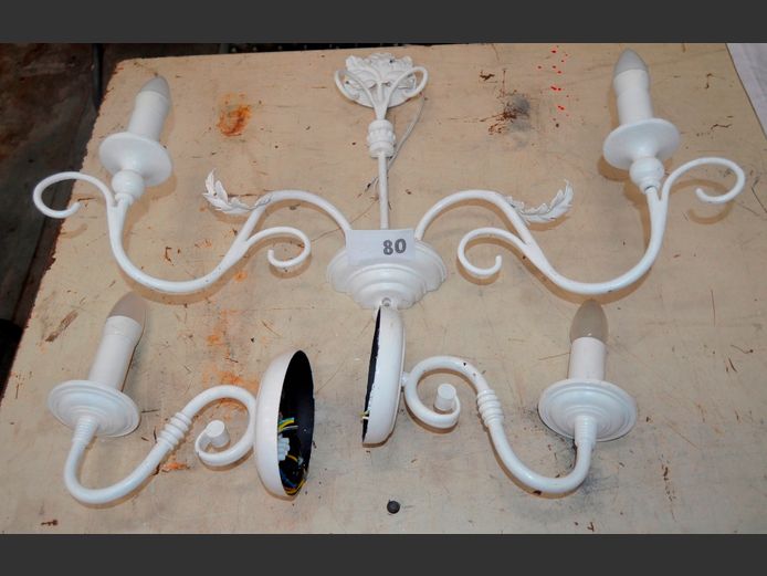 SET OF 3 WHITE PAINTED METAL WALL LIGHTS