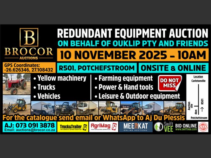 REDUNDANT EQUIPMENT AUCTION POTCHEFSTROOM