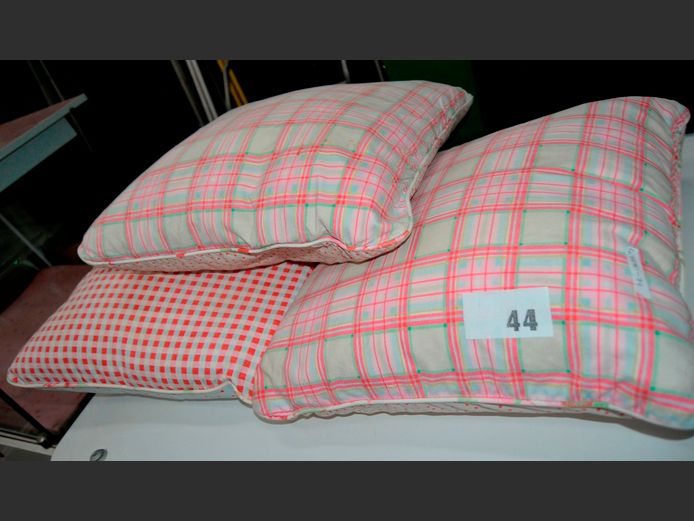 PAIR CHECK SCATTER CUSHIONS & ANOTHER