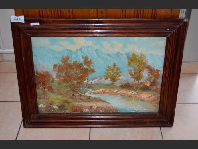 FRAMED OIL ON BOARD "RIVER SCENE" SIGNED OTHELIA, 93 x 68cm