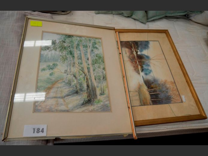 LOT OF 2: FRAMED WATERCOLOURS, 38 x 28cm & 36 x 26cm [Damaged]
