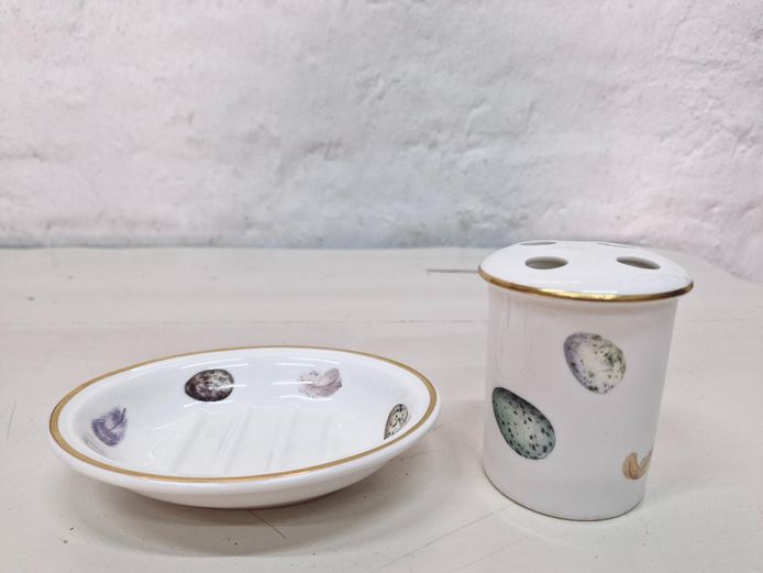 Vintage Fine Bone China Bathroom Accessory Set by The Present Company