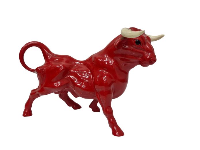 Vintage Mid-Century Red Ceramic Bull Figurine