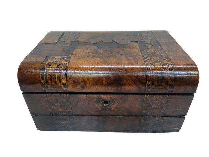 19th-Century Inlaid Walnut Writing Slope & Lap Desk
