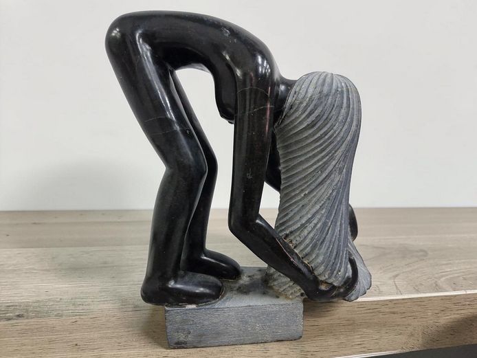 Striking Shona Verdite & Springstone Carving by Prosper Chigwada