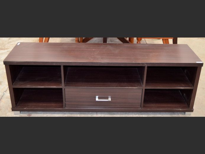 MAHOGANY FOIL SINGLE DRAWER TV STAND, 150 x 40 x 49cm