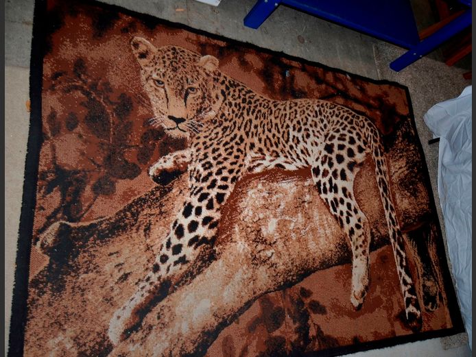 LEOPARD PRINT BROWN CARPET, 220 x 158cm