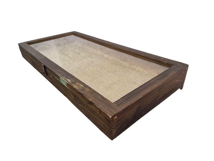 Vintage Glass Top Wooden Shadow Box Display Case