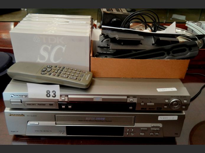 PIONEER DVD PLAYER, BACKAM TV BRACKETS, PANASONIC VCR, etc [Switch on, untested further]