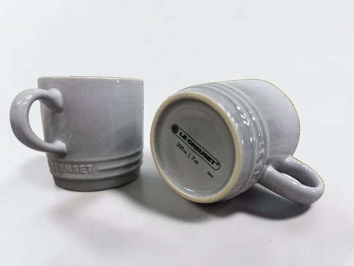 Pair of Le Creuset Mist Grey Stoneware Mugs (200ml)