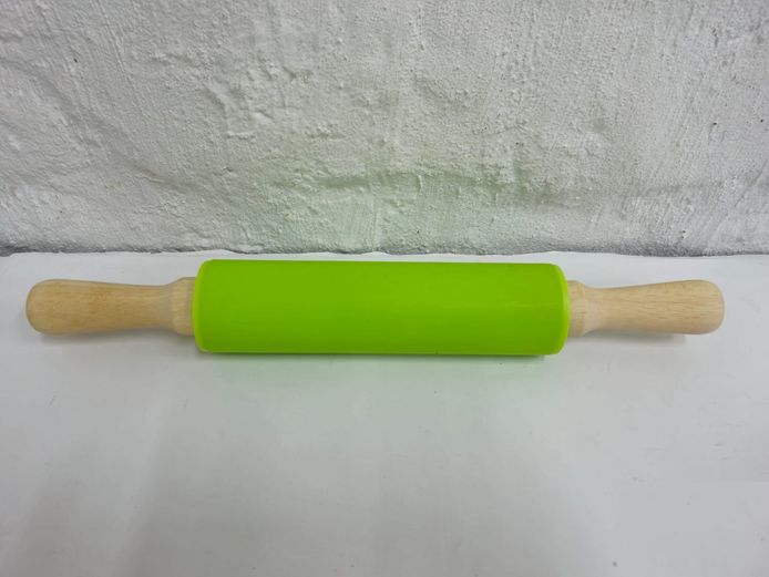 Lime Green Silicone Rolling Pin with Wooden Handles