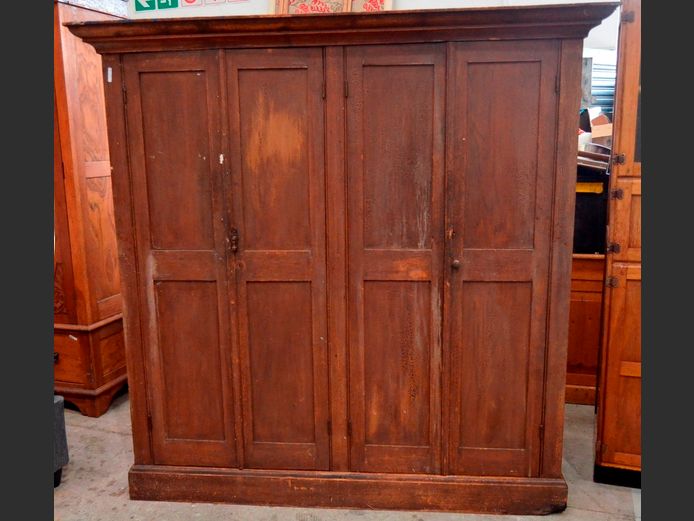 DARK STAINED 4-DOOR WARDROBE, 177 x 56 x 176cm