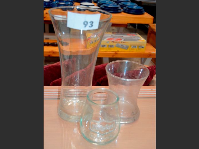 LOT OF 3: GLASS VASES