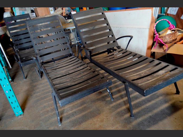 LOT OF 3: CAST ALUMINIUM POOL LOUNGERS [In need of attention]