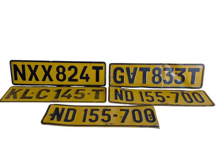 Vintage Yellow Number Plates
