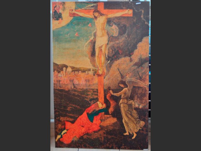 UNFRAMED OLEOGRAPH "CRUCIFIXTION", 155 x 99.5cm