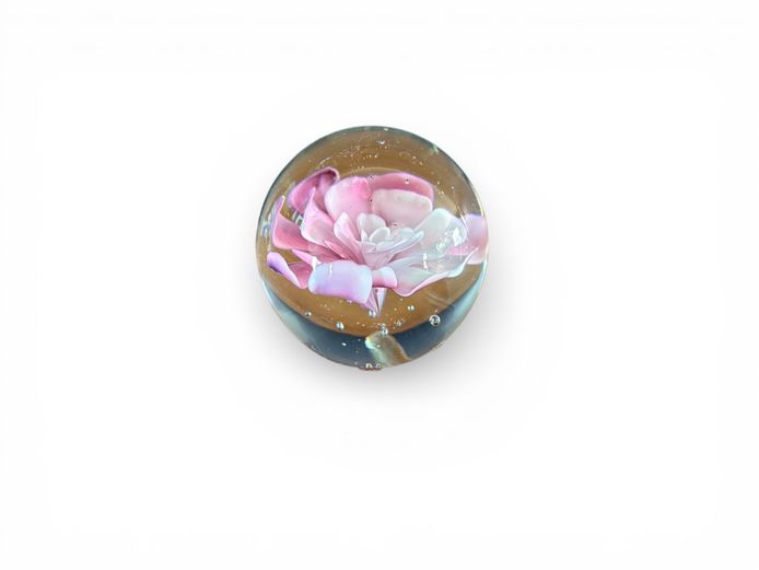 Art Glass Flower Paperweight – Pink Blossom