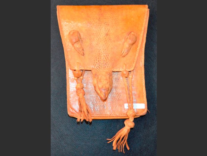 HAND CRAFTED IGUANA HIDE HANDBAG, 28 x 23cm