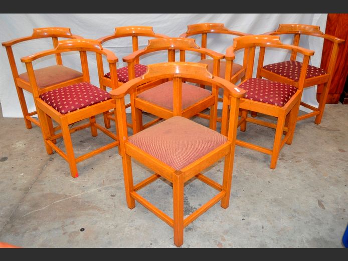 SET OF 8 OAK DINING CHAIRS