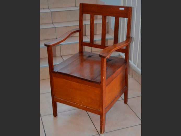 TEAK COMMODE ARMCHAIR